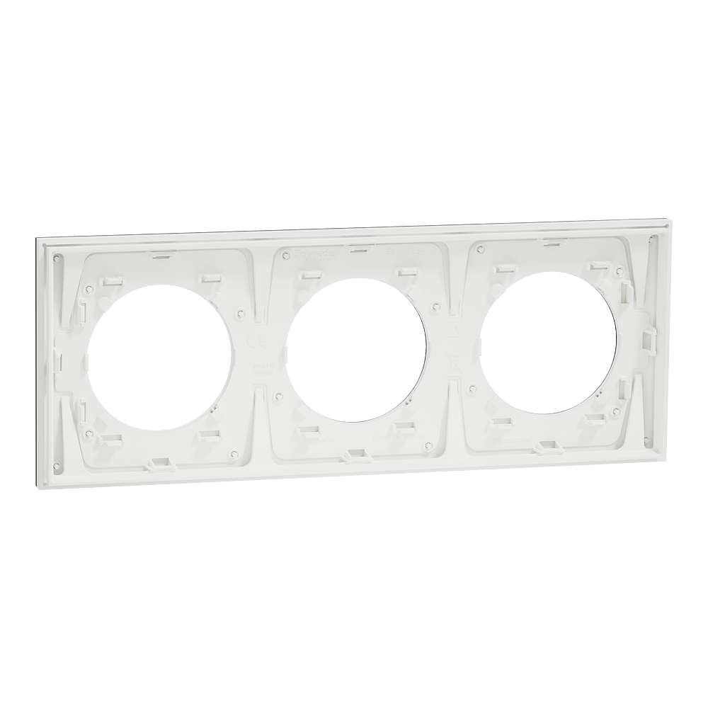 Odace M. plaque 3 postes titane blanc